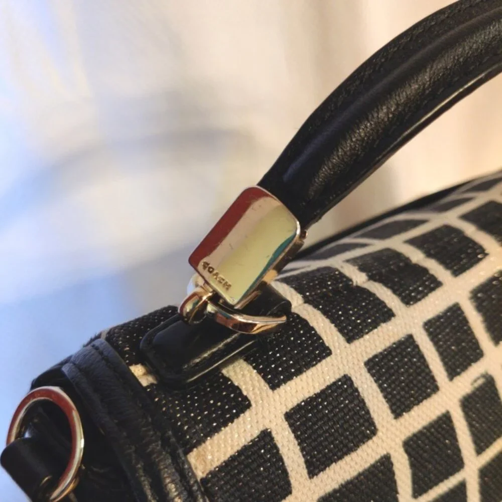 Coach Madison Sadie Top Handle or Crossbody in Black/Cream EUC + NWT Gold Chain - Picture 8 of 16